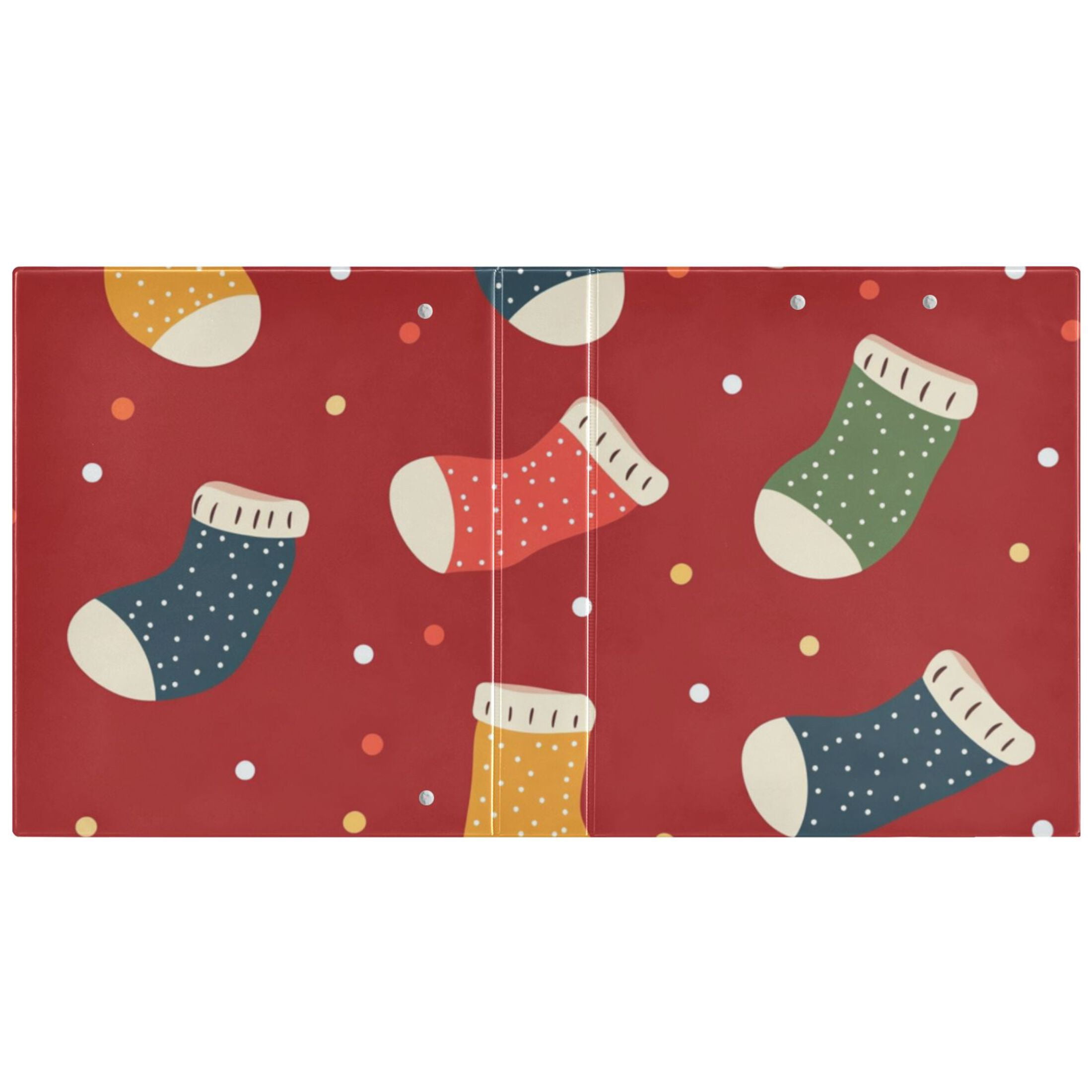 Christmas Socks Colorful 3 Ring Binders 1.5 inch Hardcover File Folders with Interior Pockets A4 Size Organizer for School Office Hospital