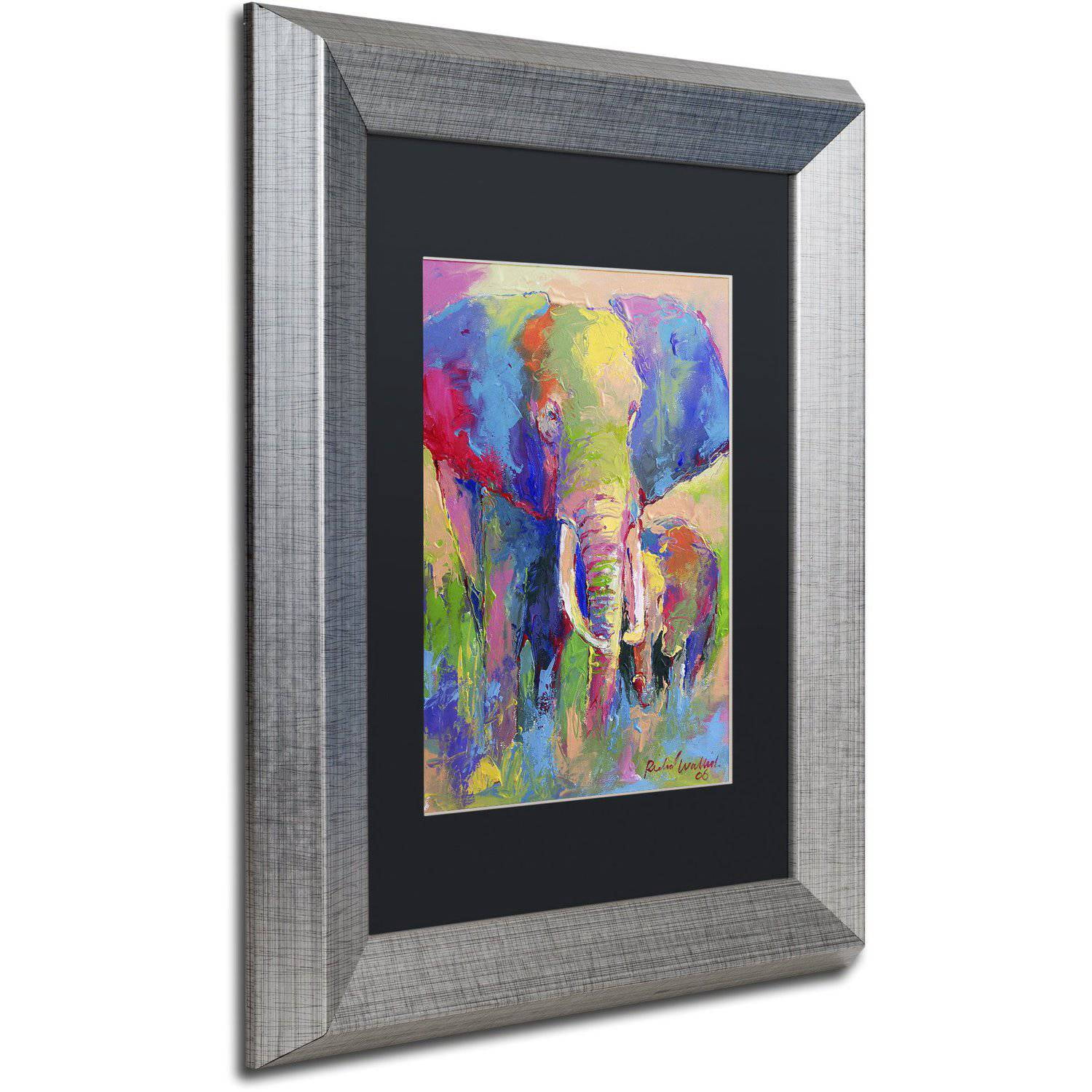 Richard Wallich 'Elephant 1' Black Matted Framed Art