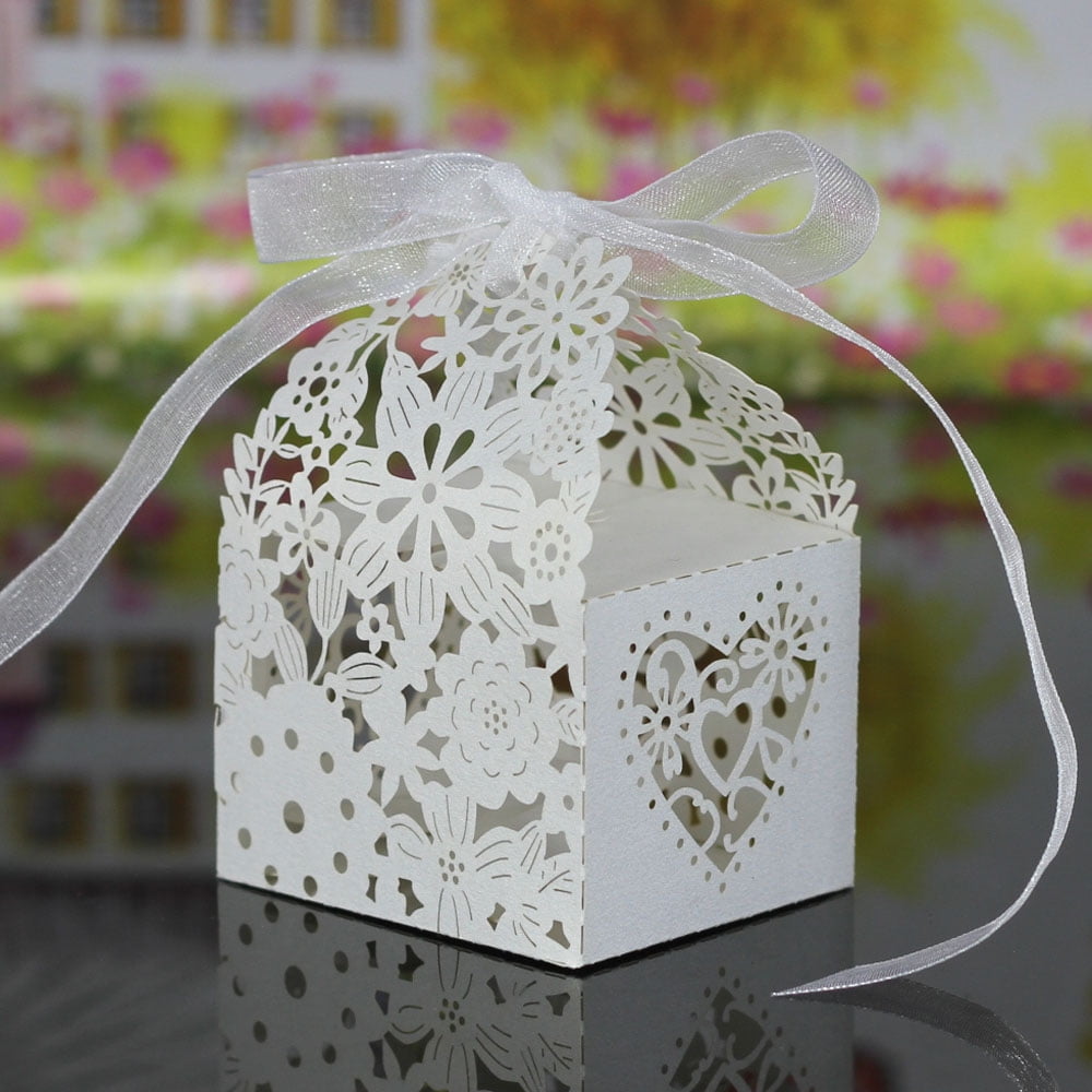 Hollow Cut Euporean Flower Pattern Candy Box Wedding Favor Bridal Shower 