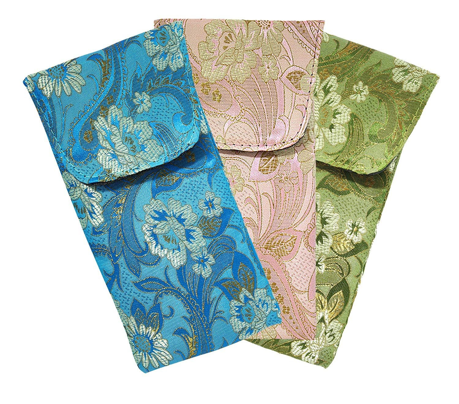 3 Pack Floral Eyeglass Case Top Closure, Slip In Eyeglass Case Soft