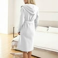 thumbnail image 4 of ZQUUVOU Men's and Women's Hooded Robe Lightweight Waffle Knit Bathrobe Soft Knee Length Sleepwear with Pockets White B, 4 of 7