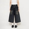 thumbnail image 7 of VBVC Women's High Waist Wide Leg Culotte Jeans,Washed Vintage Cropped Denim Pants For Women,Ladies Y2K Stretchy Streetwear Jeans with Pockets,Dark Blue,S-3XL, 7 of 7