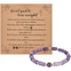 thumbnail image 1 of Pulsera de piedras preciosas de 8 mm con columna de amatista natural, pulsera de cuentas de piedras preciosas naturales, pulsera elástica estirable con tarjeta de felicitación., 1 of 6
