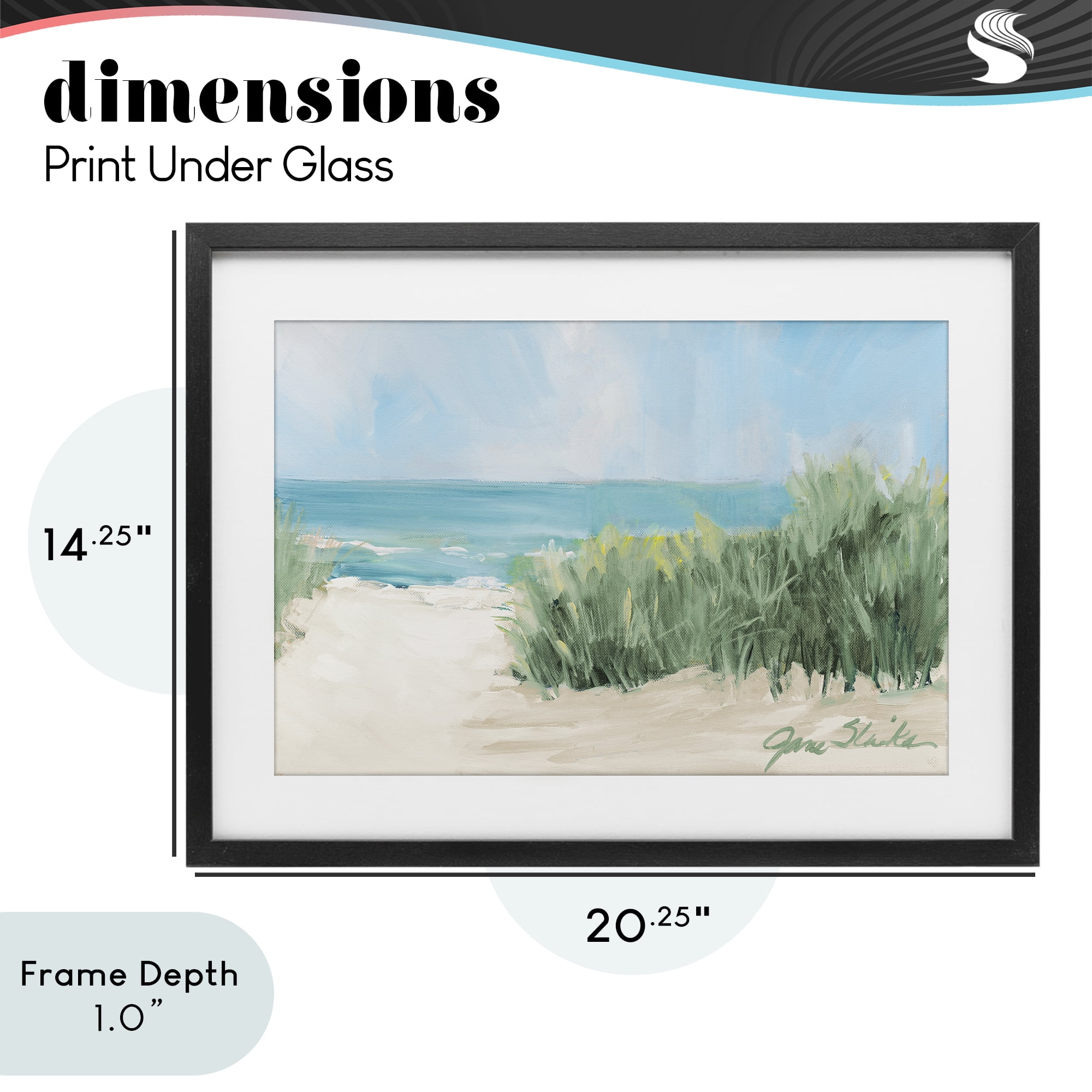 Stupell Industries Soothing Beach Day Black Framed Print Under Glass, design by Jane Slivka
