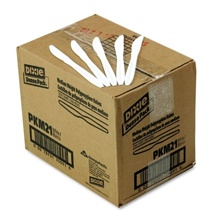 Dixie Medium-Weight Disposable Plastic Knives, White, 1,000 Count