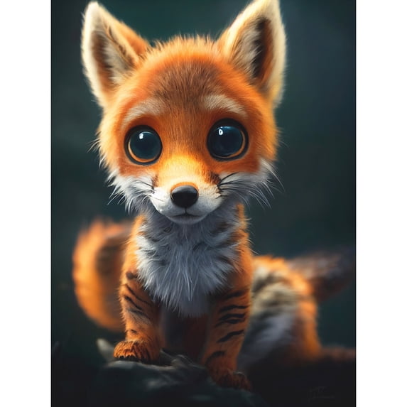 Adorable Cute Baby Fox Painting Kids Room Large Wall Art Poster Print Thick Paper 18X24 Inch