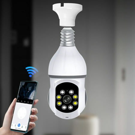 

Tiitstoy 2MP WiFi Light Bulb Camera 1080P Pan Tilt Wireless 2.4G & 5G Dual Band Wifi Panoramic Camera Security Cameras with Vision Human Motion Detection and Alarm White