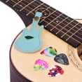 thumbnail image 2 of Leather Guitar Picks Holder Case Bag Guitar Shape with Key Ring 5pcs Celluloid Guitar Picks String Instrument Accessories, 2 of 5