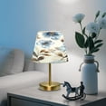thumbnail image 6 of Modern Minimalist Cone Desk Lamp Antique Bronze Base & Linen Shade Bedside Table Lamp for Bedroom Living Room, Office, Dorm Soft Blue Flowers Medium, 6 of 8