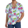 thumbnail image 7 of Lsque Strawberry And Flowers print Men's Cuban Collar Short Sleeve Shirt Summer Beachwear Casual Button Down Fashionable Vacation Leisure Shirt-3X-Large, 7 of 7