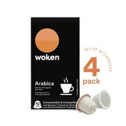 Woken Nespresso Compatible Coffee Pods, 100% Arabica, 100% Compostable Coffee Capsules for Nespresso Originalline, 40 Pods (4 Boxes)