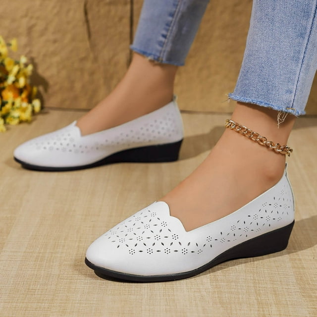 LSLJS Chaussures Plates pour Femmes, Mode, Couleur Unie, Décontractées, Printemps, Bout Rond, Décolleté Peu Profond, Mocassins pour Femmes, Cadeau pour Femmes