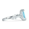 thumbnail image 5 of Marquise Halo Beaded Ring Aquamarine Cubic Zirconia White Tone 925 Sterling Silver, Size 9, 5 of 7