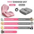 thumbnail image 4 of JOVELL Ergonomic Seat Cushion, L-Shaped Memory Foam Office Chair Pad with Coccyx & Lumbar Support, Non-Slip Car Cushion for Back Pain Relief, Pink, 4 of 7