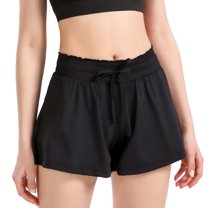 SWSMCLT Women's Running Shorts Quick-Dry High Waisted Elastic Waist Drawstring Tennis Yoga Athletic Sport Pants Summer Casual Lounge Flowy Gym Golf Workout Shorts with Liner Black XX-Large