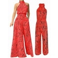 thumbnail image 3 of Combinaisons Habillées pour Femmes Soirée Invitée de Mariage Grande Taille Sans Manches Combinaisons Pantalon Grand Long Rouge TG, 3 of 5