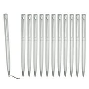 Uxcell Slim Metallic Ballpoint Pen, Black Ink 1mm Medium Point Pen Retractable Lightweight Smooth Writing Pens with Metal Clips for Business Office Wedding Guest Book Silver Tone