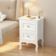 UBesGoo Nightstand End Table with 2 Drawer,White Finish
