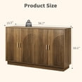 thumbnail image 2 of Fluted Sideboard Buffet Cabinet with Storage, 57" Coffee Bar Cabinet with 4 Doors & Adjustable Shelf, Credenza for Kitchen Living Room, Walnut Brown, 2 of 8