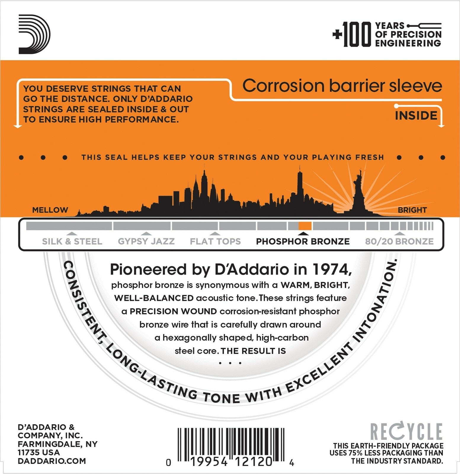 D'Addario Guitar Strings 12 String 09-45 Phosphor Bronze 3-Pack