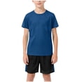 thumbnail image 4 of mgoYE Girls Boys Quick Dry Athletic Short-Sleeve T- Shirt and Active Mesh Shorts Set(Navy,12-13 Years), 4 of 4