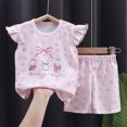 thumbnail image 2 of Toddlers Kids Girls Boys Summer Clothes 2T 3T 4T 5T 6T 7T Kids 2 Pcs Short Sleeve Graphic Tees and Stretch Shorts Set Kaprioy, 2 of 5