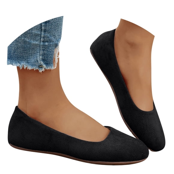 Casual Round Toe Ballet Flats Slip on Loafers Wide Feet Friendly Soft Upper Flexible Flat Sole Comfortable Walking Shoes for Women Daily Travel Spring Summer