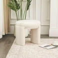 thumbnail image 2 of Boucle Ottoman, Round Sherpa Vanity Stool Chair, Small Upholstered Modern Teddy Footstool for Makeup, Living Room, Entryway, Bedroom, Beige, 2 of 6