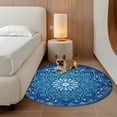 thumbnail image 3 of 7ft Washable Round Rug, Abstract Art Non-Slip Circle Area Rug for Living Room Dining Room, Blue Gradient Floral 3D Geometric Stars Modern Indoor Floor Mat for Home Decor, 3 of 9