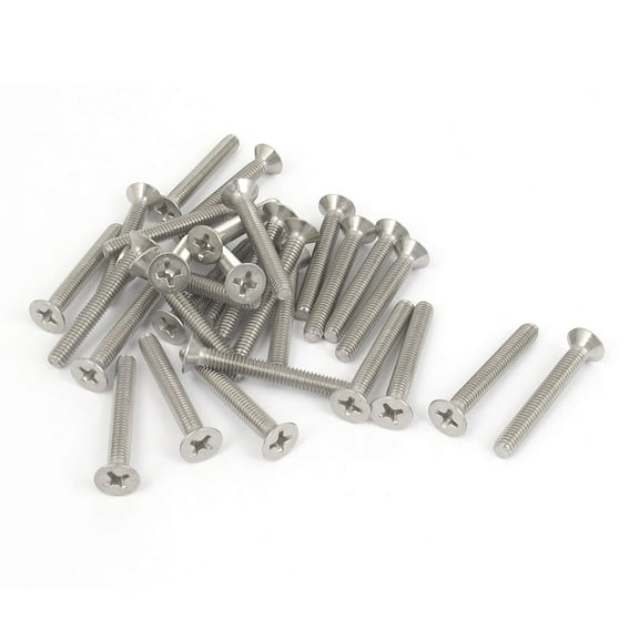 M4 x 30mm Metric Flat Head Countersunk Bolts Machine Screws 30Pcs