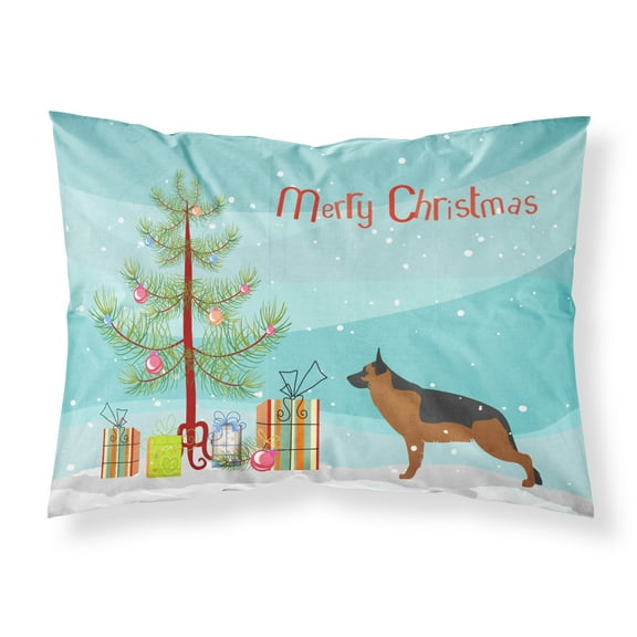 German Shepherd Merry Christmas Tree Fabric Standard Pillowcase