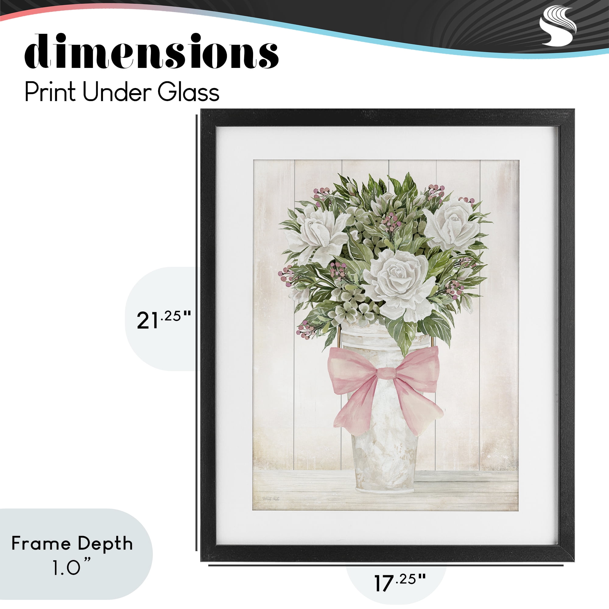 Stupell Industries Pretty In Pink Roses & Bow Black Framed Print Under Glass, design by Cindy Jacobs