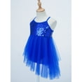 thumbnail image 3 of DPOIS Kids Girls Shiny Sequins Spaghetti Strap Ballet Dance Leotard Dress Dark Blue 4-5, 3 of 7