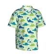 thumbnail image 2 of Daiia Cute Dinosaur Blue Green Hawaiian Shirt for Men Gentle Cotton Regular Short Sleeve Casual-3X-Large, 2 of 9