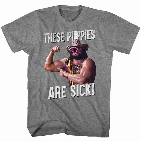 Macho Man These Puppies Graphite Heather Adult T-Shirt 5Xl