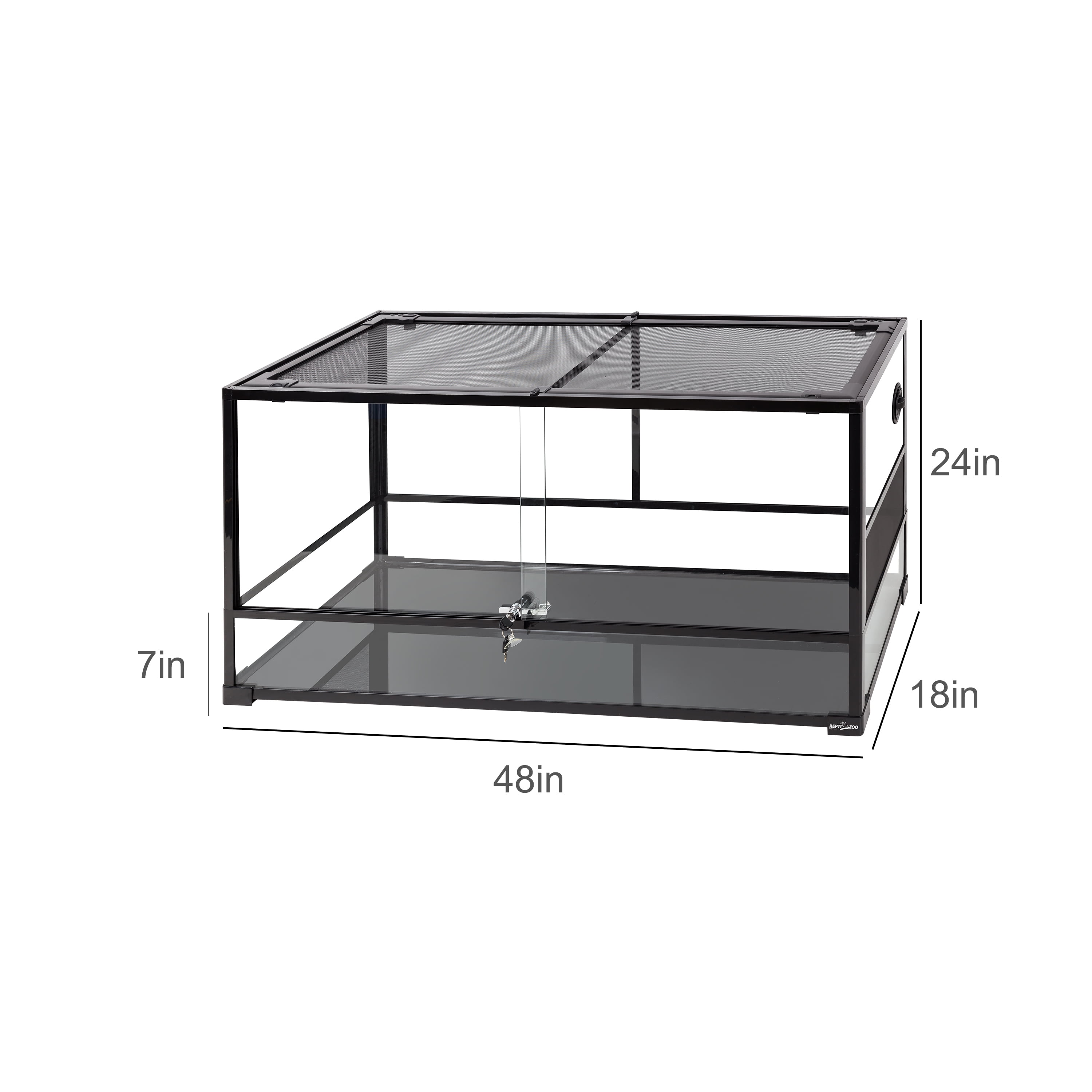 REPTI ZOO 90Gallon Reptile Large Terrarium Upgrade Glass Front Opening Tank Sliding Door with Screen Ventilation Reptile Terrarium About 48