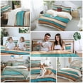 thumbnail image 6 of Brown Turquoise Board Duvet Cover Set Full Size Abstract Wood Grain Vintage Soft Lightweight Comforter Covers 4 Piece Bedding Set with 1 Duvet Cover 1 Bed Sheet & 2 Pillow Shams, 6 of 8
