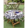 thumbnail image 4 of Outdoor Tablecloth with Umbrella Hole for Patio/Picnic/Party/Camping, Abstract Purple Ink Dots Waterproof Table Cloth Round Cover Washable, Boho Minimalist Middle Century Art (Dia 54"), 4 of 9