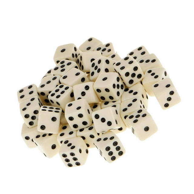 Paquete de 50 dados de acrílico de seis caras D6 de 15 mm para juguetes de accesorios de Waming CUTICAT Dados
