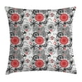 thumbnail image 1 of Red and Black Throw Pillow Cushion Cover, Grunge Street Art Indian Mandala Themed Circles Rounds Art Print, Decorative Square Accent Pillow Case, 24 X 24 Inches, Charcoal Grey and White, by Ambesonne, 1 of 1