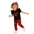 thumbnail image 3 of Fall Valentine's Day Outfits for Toddler Girl Boy Short Sleeve Top Long Plaid Pants Set Toddler Sweatsuits Black 6 M-9 M, 3 of 4