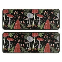 Kitchen Rugs Sets Of 2,Red Mushroom Fern Black Pattern Anti Fatigue Kitchen Mat Rugs Non Slip Washable,Decorative Kitchen Floor Mats for Kitchen,Sink,Laundry,17"x47" 17"x47"