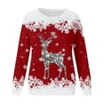 thumbnail image 4 of Tiweut Womens Christmas Sweatshirts Santa Deer Print Round Neck Long Sleeve Cozy Holiday Regular Tops Red,XL, 4 of 4