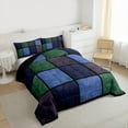 thumbnail image 3 of Castle Fairy Vintage Plaid Checkered 3 Pieces Queen Comforter Set for Kids Teens Adults,Retro Aesthetic Geometric Grid Ultra Soft Bedding Sets,Minimalist Mid Century Bedding Comforter Set Breathable, 3 of 8