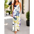thumbnail image 4 of Women's Casual Sleeveless Jumpsuits Colorful Wildflowers Spaghetti Strap Wide Leg Pants Rompers with Pockets, 4 of 6