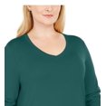 thumbnail image 2 of JM COLLECTION Womens Green Long Sleeve Scoop Neck T-Shirt Plus 2X, 2 of 3