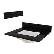 Foremost 25" Black Galaxy Granite Top with White Rectangular Bowl