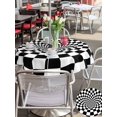 thumbnail image 5 of Outdoor Tablecloth with Umbrella Hole for Patio/Picnic/Party/Camping, Black White Checkered Waterproof Table Cloth Round Cover Washable, Modern Abstract Art (Dia 60"), 5 of 9