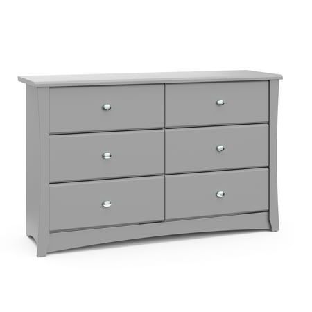 UPC: 0810003661333 | Storkcraft Crescent 6 Drawer Modern Double Dresser Pebble Gray