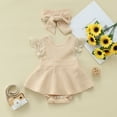 thumbnail image 2 of TAIAOJING Baby Romper Girls Ribbed Lace Backless Bodysuit Little Girls Dress Headband Clothes Outfits Set One Piece Outfits 18-24 Months, 2 of 4